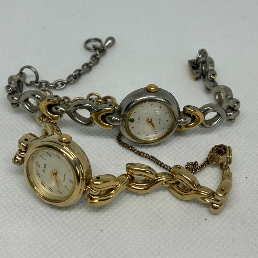 Seiko Alba Quartz Ladies Dress Watches Bundle Lot of 2 Two Tone Gold-Working!